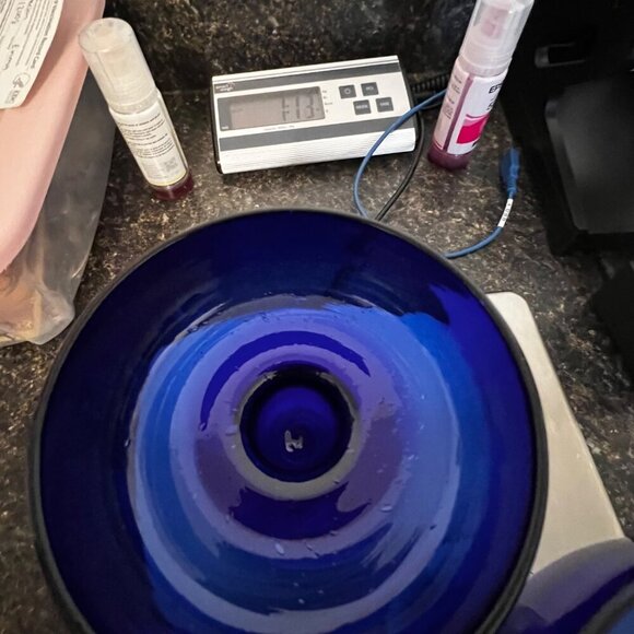 Set Of 2 Mouth Blown Cobalt Blue Glass Margarita Glasses - Picture 8 of 8